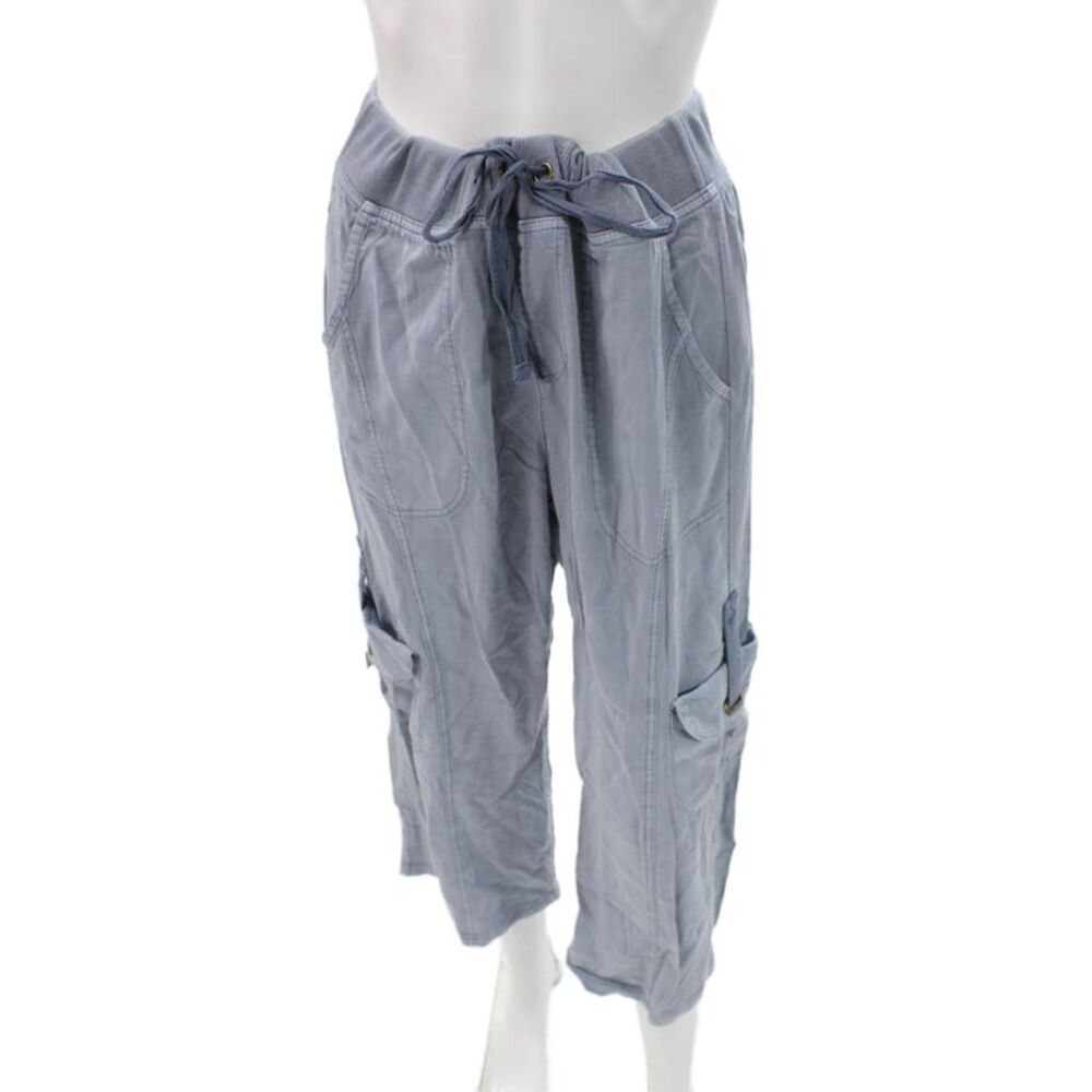 Wearables Women Capri Pants Blue Drawstring Size M